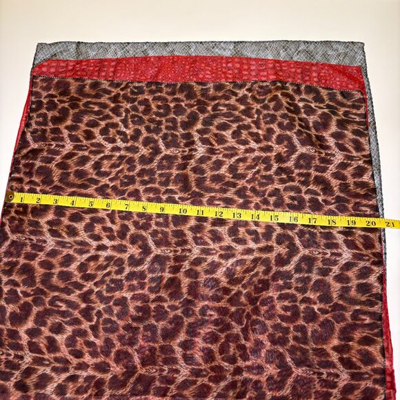 NY & CO, City Silk Womens Scarves Set of 3 Sz OS Animal Print Red Gray Mob Wife - Picture 2 of 8